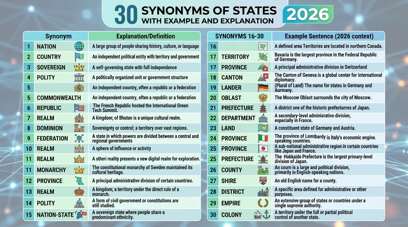 synonyms of states