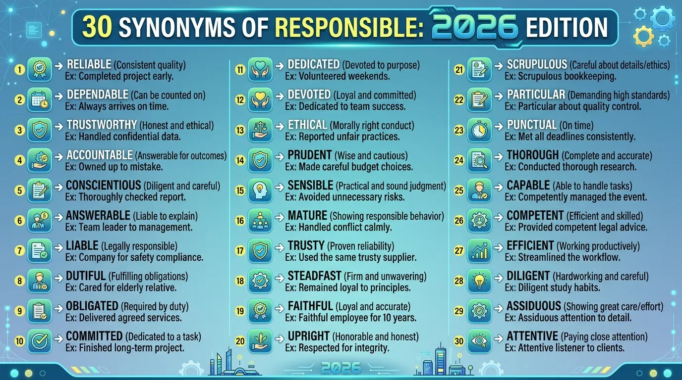 Synonyms of Responsible
