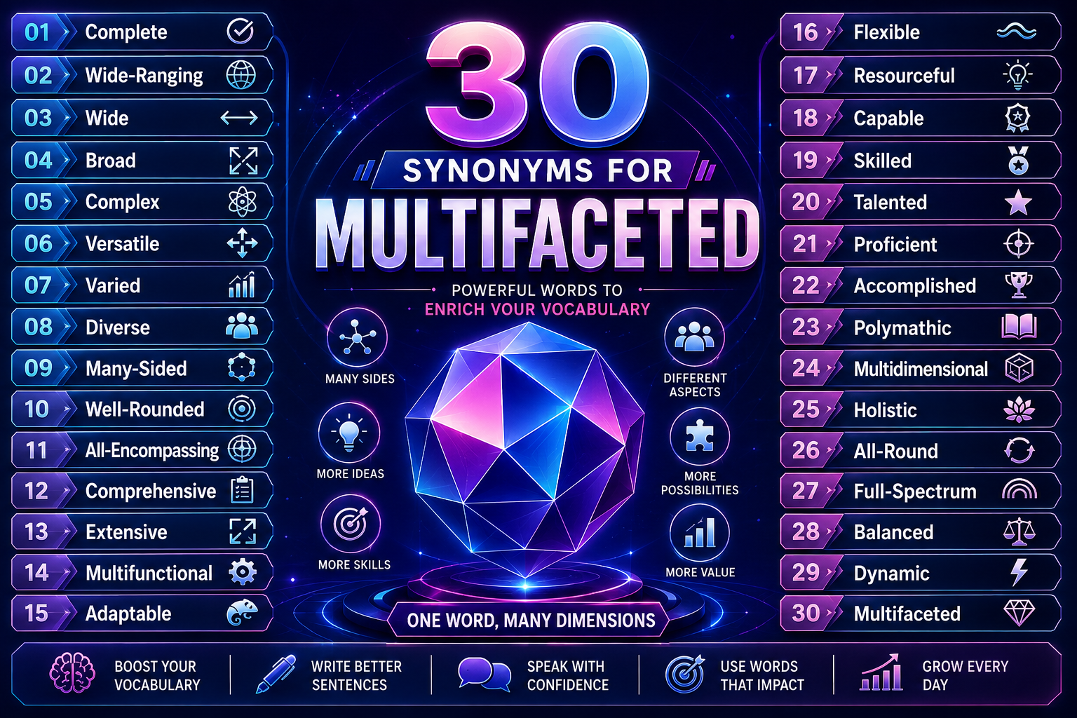 Synonyms for Multifaceted