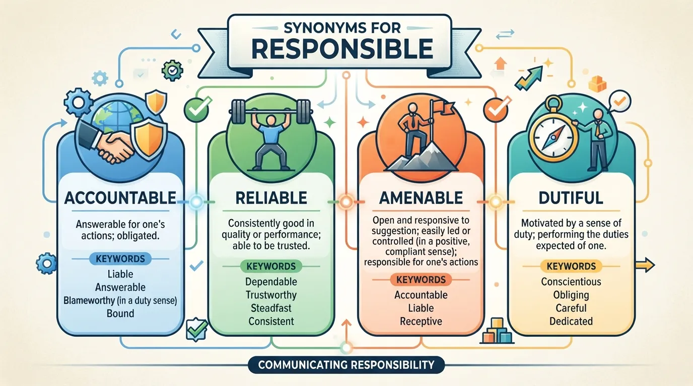 Synonyms for Responsible